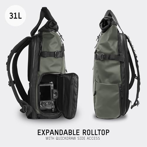 WANDRD PRVKE 31L Backpack: Weather-Resistant Travel & Camera Backpack with Laptop Sleeve, Quick Side Access, Clamshell Opening – Ideal Photography & Travel Bag (Wastach Green) - color: Wasatch Green, size: PRVKE 31L, style: Bag Only