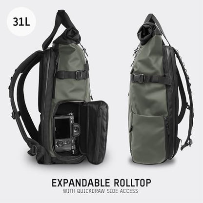 WANDRD PRVKE 31L Backpack: Weather-Resistant Travel & Camera Backpack with Laptop Sleeve, Quick Side Access, Clamshell Opening – Ideal Photography & Travel Bag (Wastach Green) - color: Wasatch Green, size: PRVKE 31L, style: Bag Only