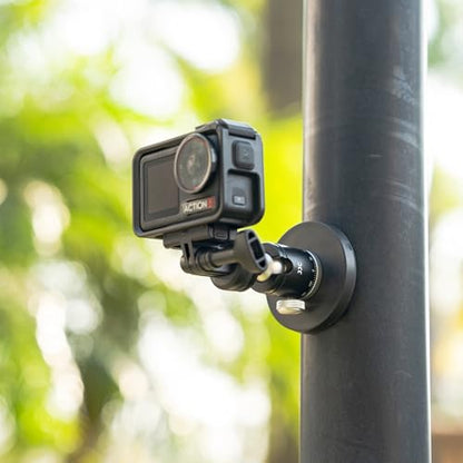 JJC Metal Magnetic Camera Mount with Ball Head, 1/4"-20 Screw & Cold Shoe, for DJI Osmo Pocket 4 3 Nano Action 6 5 Pro 4 3 for Gopro Hero 13 12 11 10, for Insta360 X5 X4 X3 Ace Pro 2, Digital Camera - color: Metal Magnetic Mount with Ball Head & 1/4