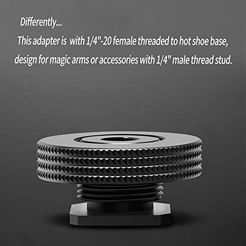 1/4" Female Thread to Hot Shoe Adapter, Atmoshue Hot Shoe Mount Adapter for Magic Arm, Video Light,Monitor