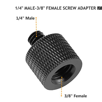 Camera Screw 1/4 Female to 3/8 Male Adapter, 3/8 Female to 1/4 Male Adapter 4 Pcs Thread Screw for Mic Stand, Tripod & Camera — 1/4-20 & 3/8-16 Male to Female