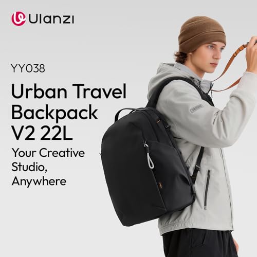 ULANZI YY038 Travel Camera Backpack 22L for Mirrorless DSLR | 16-inch Laptop Compartment, Anti-Theft Water-Resistant Photography Bag with Tripod Holder, Compatible with Sony Canon (Black) - size: YY038: 18.25 x 13 x 9.5