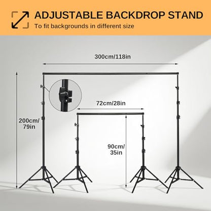 ShowMaven Background Stand,Adjustable Photo Backdrop Stand with Carry Bag for Photography Photo Video Studio, Photography Studio, Birthday Party (6.6 x 10 ft) - size: 6.6 x 10 ft