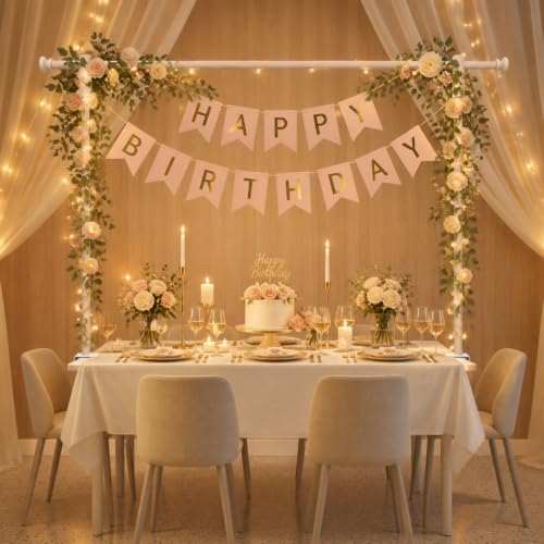 Beyeutao Over The Table Rod Stand with Clamps Adjustable 16"-87" Length 16"-45" Height Over Table Display Bar Wooden Table Balloon Arch for Wedding Birthday Party Christmas Decoration - color: Wood, size: 16-87 Inches