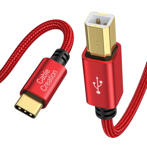 CableCreation USB B to USB C 6.6FT Printer Cable, MIDI Cable to USB C, Nylon Type C to Type B 2.0 Printer Cord for MacBook, iPad, Yamaha Piano, MIDI Keyboard, DJ Controller, DAC, 2M/79in, Red - color: Red, size: 6.6FT
