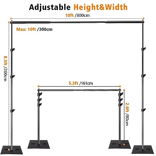 Photo Video Studio Photography 10 x 8.5ft Pipe and Drape Stand with 12 x10ft 100% Muslin White Backdrop Background Support System Kit,Clamp, Water Bag,Carry Bag