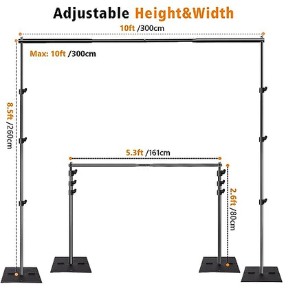 Photo Video Studio Photography 10 x 8.5ft Pipe and Drape Stand with 12 x10ft 100% Muslin White Backdrop Background Support System Kit,Clamp, Water Bag,Carry Bag