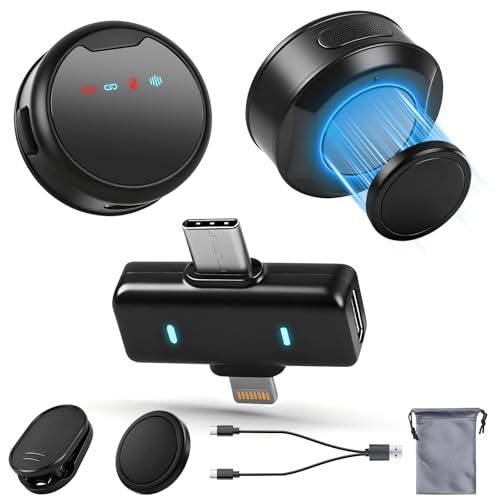 Wireless Lavalier Microphones for iPhone/Android/iPad, Mini Microphones with Noise Reduction, 2.4GHz, Magnetic Clip, Lapel Mics Wireless for Video Recording, Streaming, Vlogging, YouTube Tiktok, 131FT - color: Black