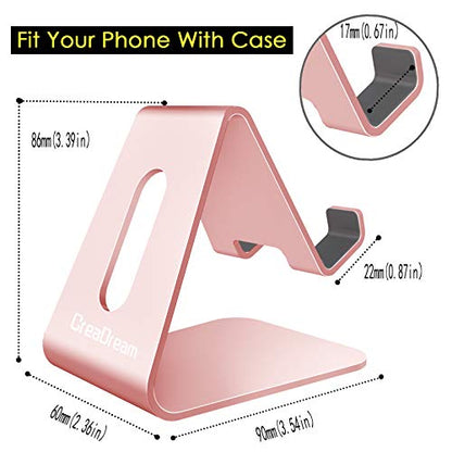 CreaDream Cell Phone Stand, Cradle, Holder, Aluminum Desktop Stand Compatible with Switch, All Smart Phone, iPhone 15 14 13 12 Pro Max Plus Mini Xr X Se 8 SE -Rose Gold - color: Rose Gold