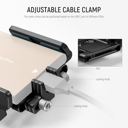 NEEWER Mount Bracket SSD Holder with Cold Shoe Cable Clamp, 1.6"-2.6" for Samsung T5 T7 SSD SanDisk Compatible with SmallRig Cage for BMPCC 4K 6K Compatible with iPhone 15 Pro Max Phone Cage, UA035 - style: UA035