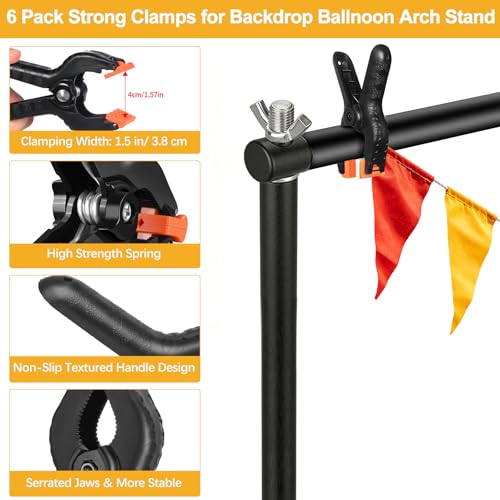 Backdrop Stand 10x7ft(WxH)- 7 Widths Photo Studio Adjustable Background Stand Support kit with Clamps,Carrying Bag for Party, Photo Booth, Banner, Events Decoration, Wedding, Photography