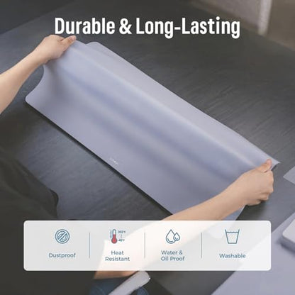 loukin Dry Erase Silicone Desk Mat, 23.6"x13.8" Erasable Desk Pad with Planner, Semi-Transparent Writing Non-Slip Desktop Mat, Heat Resistant & Waterproof Table Protector for Office, Home, School