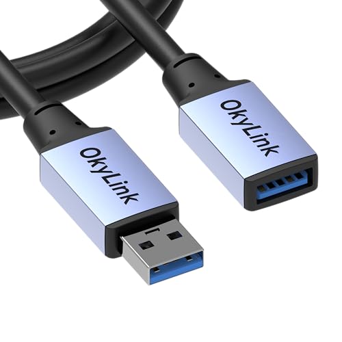OkyLink USB 3.0/3.2 Gen 1 Extension CableA to A, Male to Female 5Gbps 5ft | 1.5m, with Aluminum Housing, Plug and Play,for Hard Drive, SSD, Printer, PC - color: USB3.0(5Gbps), size: 5ft (1.5m)