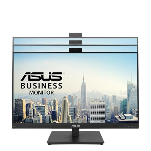ASUS 27” 1080P Video Conference Monitor (BE279QSK) - Full HD, IPS, Built-in Adjustable 2MP Webcam, Mic Array, Speakers, Eye Care, Wall Mountable, Frameless, HDMI, DisplayPort, VGA, Height Adjustable - style: 27" Webcam Mic Array