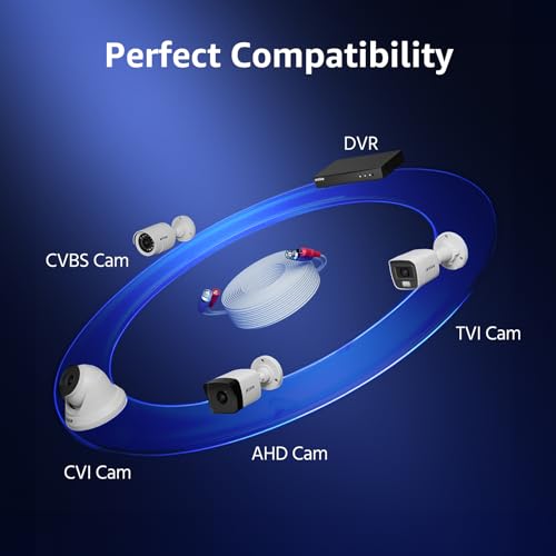 ANNKE 30M/100ft BNC Cable, Video Power Extension Surveillance Camera Cables for CCTV Security DVR System Installation, Free 8X BNC Connectors and 100pcs Cable Clips Included, 4 Pack, White - style: 4pcs 100ft Cable-White