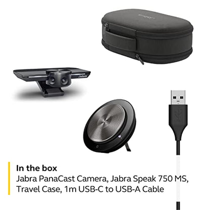 Jabra PanaCast Meet Anywhere Video Conference Bundle – Conference Room Camera with 180° Panoramic-4K View Speak 750 Conference Speakerphone, MS Teams Certified, Works with Zoom, Google Meet - size: PanaCast + Speak 750 MS