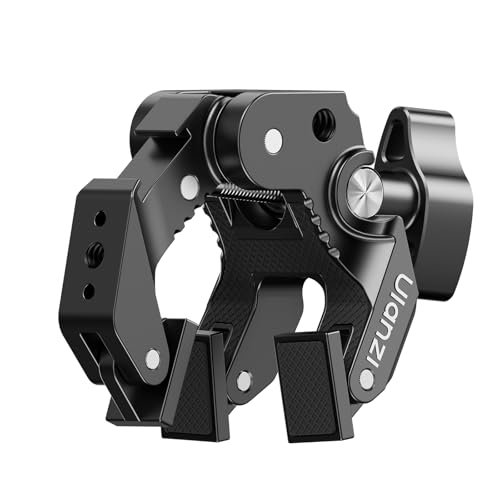 ULANZI CO78 Super Clamp Mount, 3-Jaw Y-Shape Super Clamp with Cold Shoe & 1/4"-20 Threads,ARRI Pins, Heavy Duty Camera Rig Mount for Monitors, LED Lights, Action Cameras, Desktop Rig, Load - Black