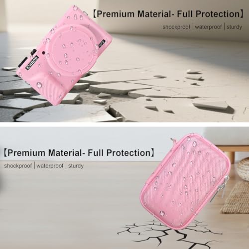 Elonbo Camera Case for Canon PowerShot G7X Mark III Digital Camera, G7X Mark III Hard Carrying Case + Soft Silicone Cover with Removable Lens Cover, Pink - color: Pink