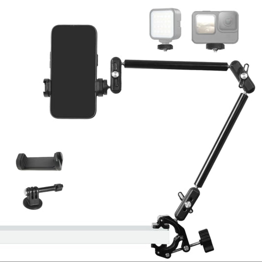 22" Magic Arm with Super Clamp Overhead Camera Mount for Camera, 1/4” Threads Adjustable Desktop Stand Holder Compatible with Phone Microphone Webcam Action Camera Video Light