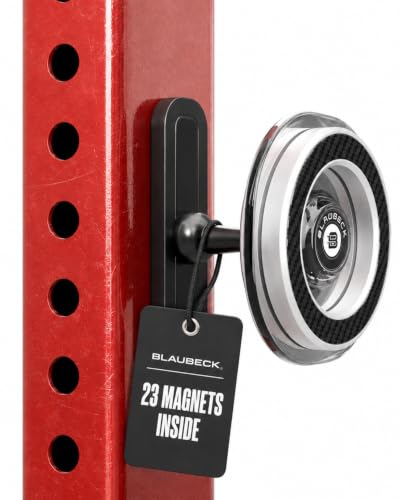 BLAUBECK Magnetic Gym Phone Holder for MagSafe & Android | Carbon Fiber Face + Transparent Acrylic Disc | Ball Joint 360° Mount for Squat Racks, Golf Carts & Metal Equipment | Metal Ring Included
