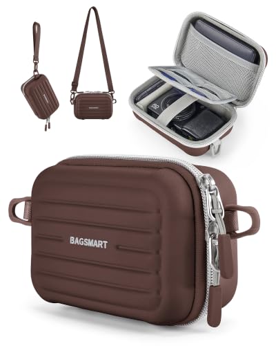 BAGSMART Digital Camera Case, Camera Bag with 2 Carrying Ways, Coffee Brown | Lightweight Camera Sling Bag for Canon Powershnot ELPH 180/190/Sony DSCW800/DSCW830, Waterproof & Protective - color: Coffee brown