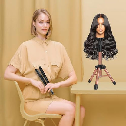 ZQIAN BEAUTY 25 Inch Wig Stand Tripod, Adjustable Mannequin Head Stand, Wig Head Stand for Training Heads And Canvas Block Head (Latte, Mannequin Head Not Included) - color: Latte, size: 25 Inch