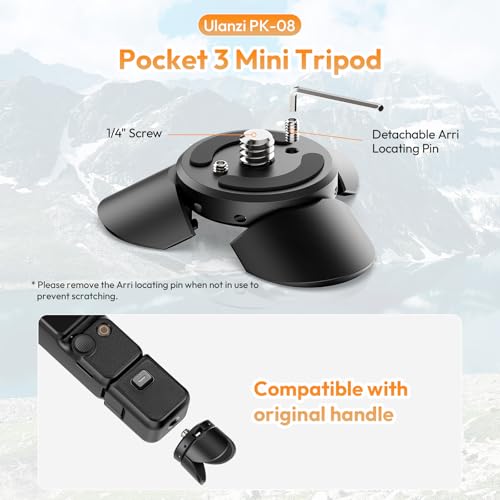 ULANZI PK-08 Pocket 3 4 Mini Tripod for DJI Osmo Pocket 3 4, All-Purpose Mini Tripod 1/4'' Mounting Screw for Insta360 X5 X4 X3 for Desktop Stand - color: PK-08