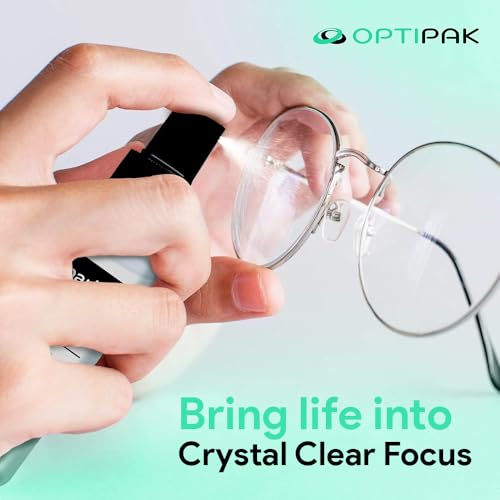 Sparkle Anti-Reflective Lens Cleaner Spray kit | (2x) 1oz Glasses Cleaner Bottle + (2x) Microfiber Cloth for Eyeglasses, Sunglasses, Lenses, Screens and Camera Cleaning Kit (4 Piece Set)