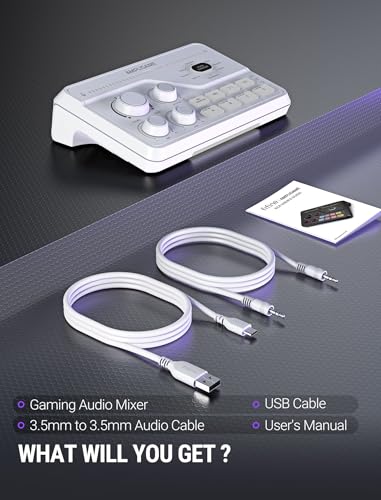 FIFINE Audio Mixer for Gaming with 7.1ch Surround Sound-Volume Knob-Mute-Voice Chat, RGB Computer Mixer with XLR Mic Interface Compatible wtih TV for Live Streaming-AmpliGame SC8W