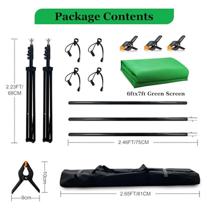 2 in 1 Green Backdrop Stand Kit, 10x8.5 ft Portable Dual Rod Stand kit with 8.5x12ft Green Backdrop-Premium Polyester for Video Streaming, Portrait Photoshoot,Wall Mounted, Parties - size: 10x8.5 Ft