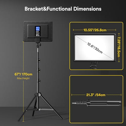 RALENO 13" Edge-Lit LED Video Light Panel Kit, 2-Pack Bi-Color 2500K-6500K Soft Studio Lights with CRI 95+, 75" Stand & 8000mAh Rechargable Battery, Photography Light for Streaming/Zoom/YouTube/Makeup