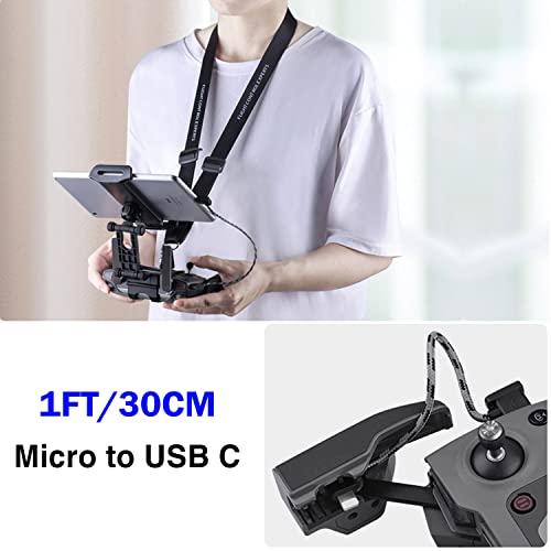 1FT Micro to USB C Remote Controller Cable for DJI Mavic Mini,Mini SE,Mavic 2 Pro/Zoom,Mavic Air/Pro,Spark,DJI Drone to IPhone16/17/15/Tablet Cable 90 Degree OTG Data Cord Accessories(USB C Connector) - style: Micro to USB C