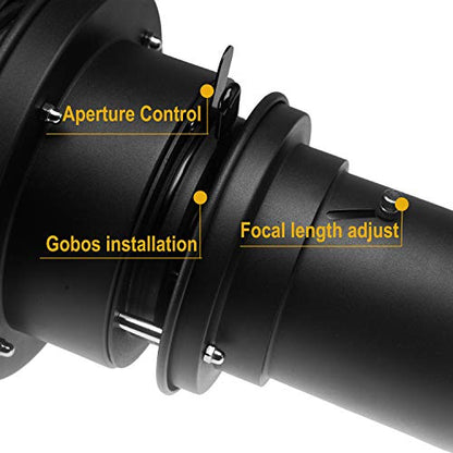 Wellmaking Bowens Mount Optical Snoot Conical, Flash Projector Attachment, Spotlight Snoot Photography Video Artist Modelling Shape Light Studio with Optical Lens Various Gobos Photography Accessories