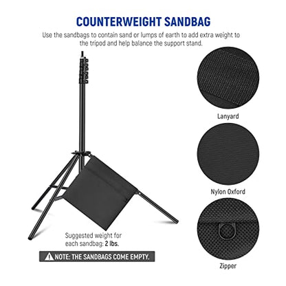 NEEWER 8.5x10ft Adjustable Backdrop Stand Kit, Photography Background Support System with 4 Crossbars, 6 Spring Clamps, 6 Backdrop Clips, 2 Sandbags, and Carrying Bag for Photo Video Party Ceremony - size: 10ft x 8.5ft