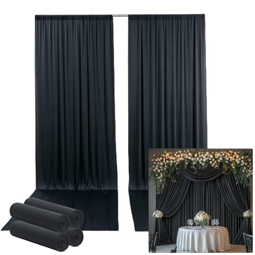 20ftx14FT Wrinkle Free Black Backdrop Curtain, 4 Panels 14FT Height Black Wedding Backdrop Drapes, Silky Polyester Back Drop Cloth for Birthday Photography Background Party Backdrop Draping - color: Black, size: (W)5ft x (H)14ft (4 Panel)
