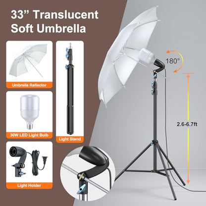 LINCO Lincostore Photo Video Studio Light Kit AM169 PRO - Including 3 Color Backdrops (Black/White/Green) Background Screen (8.5x10ft Background Frame with 10x12ft Backdrop)