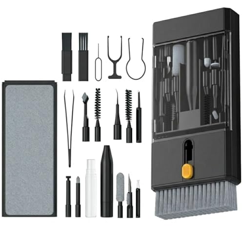 22 in 1 Precision Cleaning Kit – Professional Electronic Device Cleaning Tools for Phone, airPods Headset, Keyboards, Cameras, Laptop & More (Black) - color: Black, size: 22-in-1