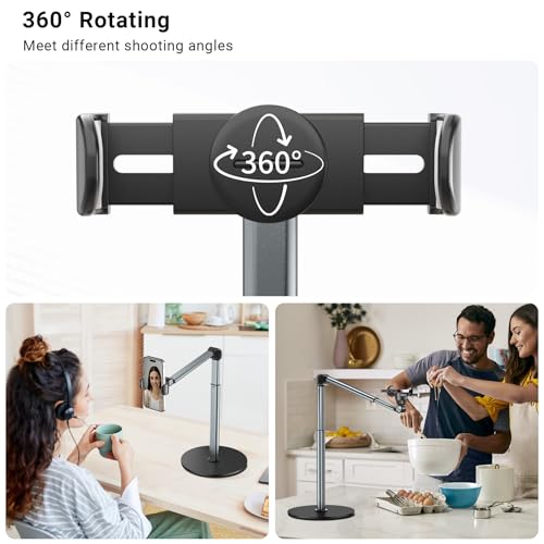 Mionondi Overhead Phone Mount for Video Recording, Aluminum Overhead Tripod for iPhone, Desk Phone Camera Stand for Cooking, Nail Techs, Filming, Live Streaming