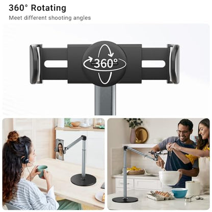 Mionondi Overhead Phone Mount for Video Recording, Aluminum Overhead Tripod for iPhone, Desk Phone Camera Stand for Cooking, Nail Techs, Filming, Live Streaming