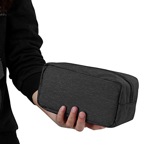 E-Tree Makeup Bag,Medium Travel Make up Pouch for Purse,Zipper Cosmetic Brush Skin Care Case for Women Man,Toiletry Bags,Tech Electronic Organizer,Small Canvas Storage for Personal Items,Black - color: Black, style: 7.8" X 3.9" X 3.9"