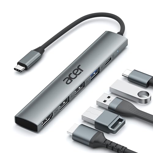 Acer 5 in 1 USB C Hub with 4K HDMI, 100W Power Delivery, 3 USB A Data Ports, USB C to HDMI Multiport Adapter for Laptop, PC, Tablet, MacBook Neo/Pro/Air, iPad Pro/Air, iMac, iPhone 17/16/15 - size: 15cm