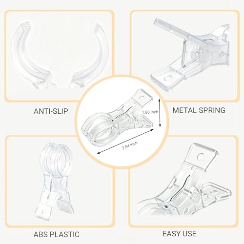 20 Pcs Balloon Arch Clips - Clear Strong Grip Clips for Balloon Arch Backdrop, 1.8 Inch Wide Opening, Reusable Balloon Spring Clamps for Arch Stand Garland Wedding Birthday Baby Shower