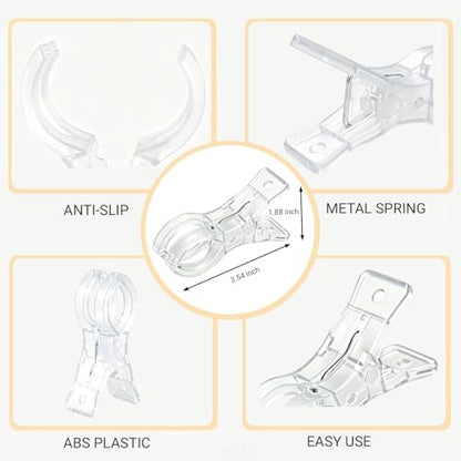 20 Pcs Balloon Arch Clips - Clear Strong Grip Clips for Balloon Arch Backdrop, 1.8 Inch Wide Opening, Reusable Balloon Spring Clamps for Arch Stand Garland Wedding Birthday Baby Shower