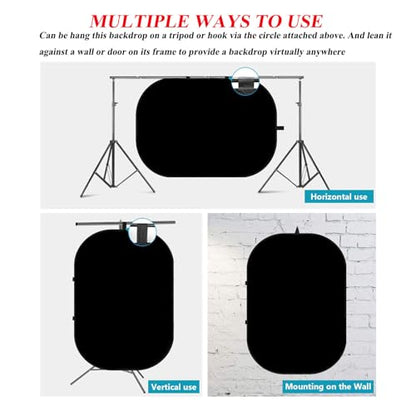 3.3x5ft/1x1.5m Chromakey Backdrop, 2-in-1 Black Screen and White Screen, Collapsible Reversible Pop Up Background for Photography Studio, Live Streaming, Video Shooting (Black/White) - color: Black/White, size: 3.3x5ft