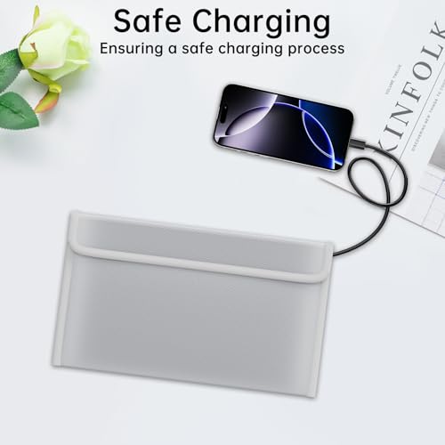 Fireproof Lipo Battery Bag,10.7"×6.3", Silver | Explosion-Proof Lithium Pouch, Power Bank Storage Charging & Storage Organizer