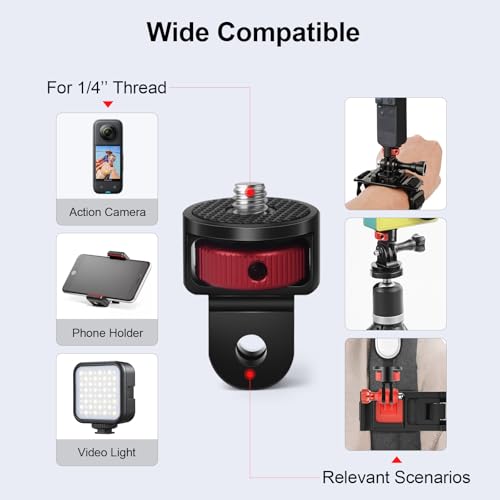 Tripod Mount Adapter Conversion Kit for Insta360 X4 X3/DJI Osmo Pocket 3/Gopro Hero,2pcs 1/4" Camera Mount Adapter for Tripod,Selfie Stick,Stabilizer & Action Gear