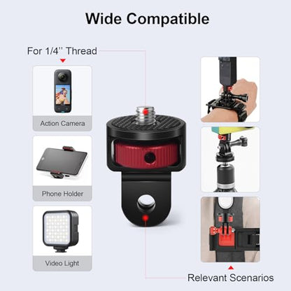 Tripod Mount Adapter Conversion Kit for Insta360 X4 X3/DJI Osmo Pocket 3/Gopro Hero,2pcs 1/4" Camera Mount Adapter for Tripod,Selfie Stick,Stabilizer & Action Gear