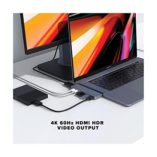 HyperDrive Duo 7-in-2 MacBook USB C Hub — for Mac w/Dual Ports, 4K60Hz HDMI, 40Gbps USB-C 100W Power Delivery, USB-A, SD/MicroSD, Magnetic Mount — (Silver)