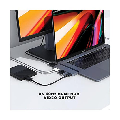 HyperDrive Duo 7-in-2 MacBook USB C Hub — for Mac w/Dual Ports, 4K60Hz HDMI, 40Gbps USB-C 100W Power Delivery, USB-A, SD/MicroSD, Magnetic Mount — (Silver)