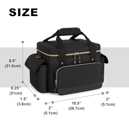 Damero DJ Cable File Bag with Detachable Dividers, Small Gig Cable Bag for Cords, DJ Gear, Sound Instrument and Accessories, Black